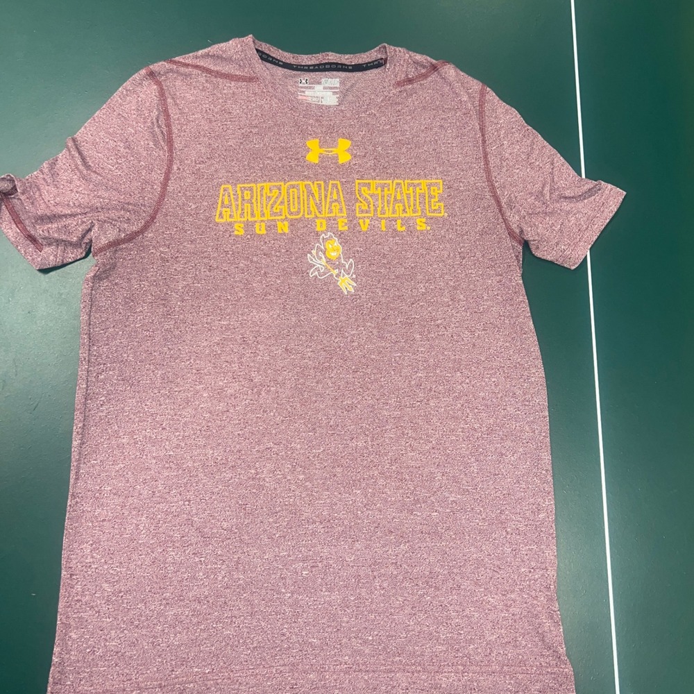 Under Armour Arizona State Sun Devils HeatGear Shirt Mens Small Maroon UA Sparky